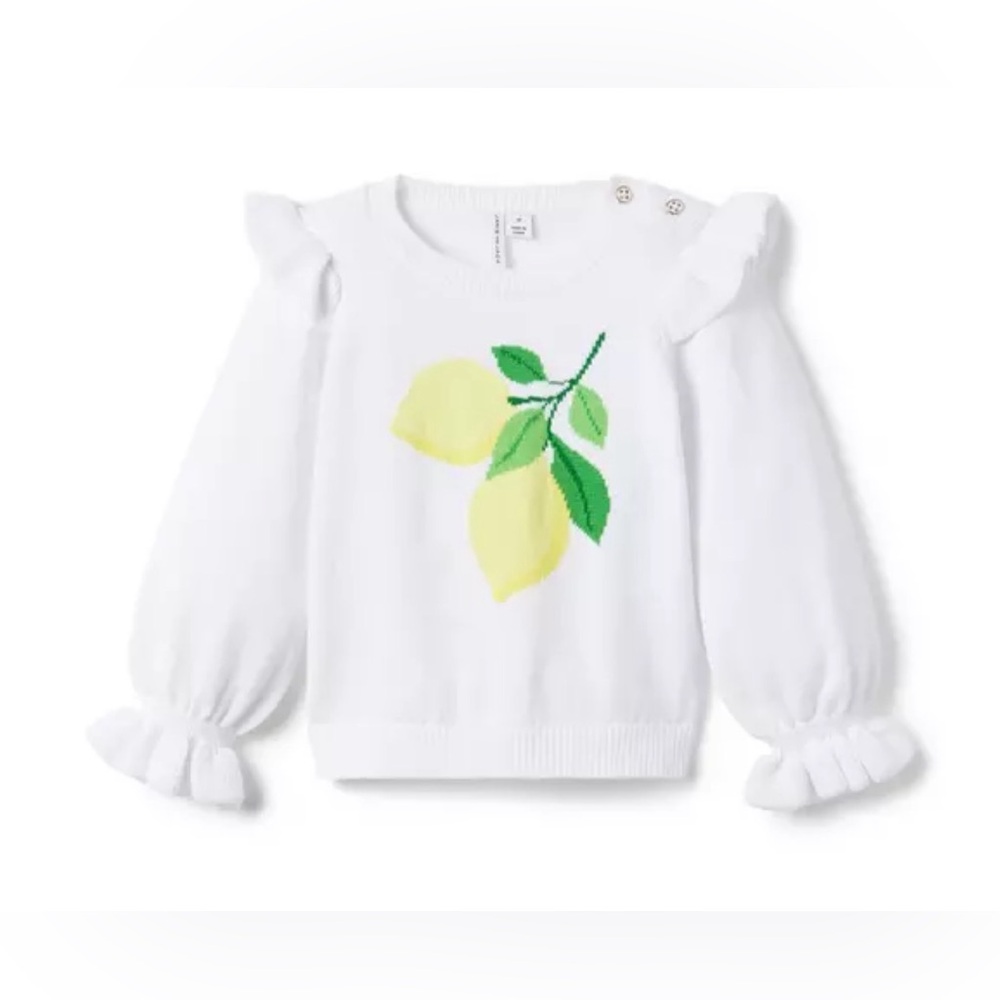Janie & Jack White Sweater with Lemon Design. Size 7. Good Condition